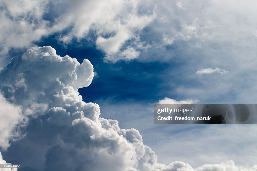 Colorful dramatic sky with cloud at sunset