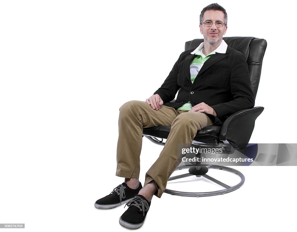 Fashionable Middle Aged Man With Shoes and No Socks