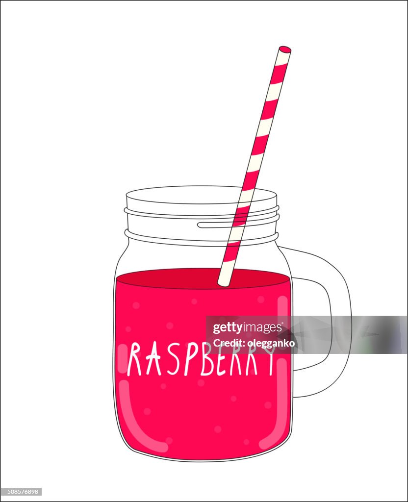 Frischer Himbeer-Smoothie. Gesunde Speisen. Vektor-Illustration