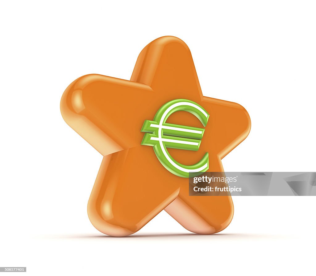 Orange star with a green euro sign.