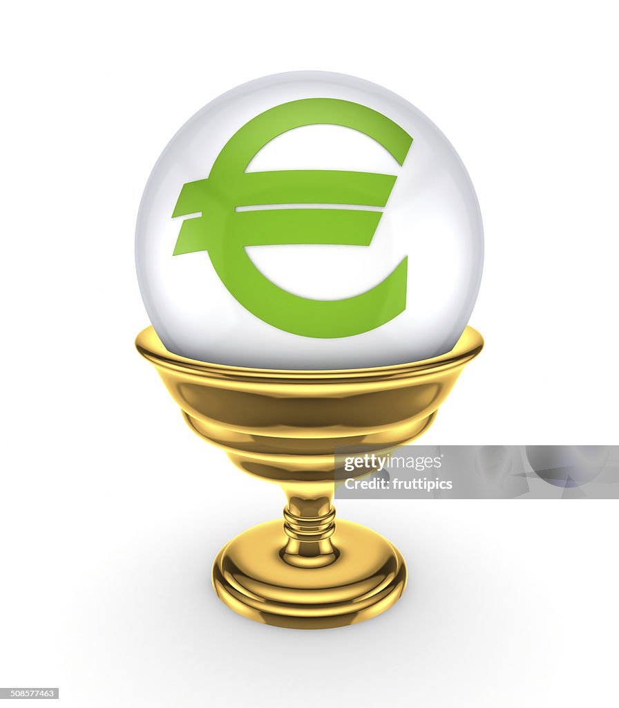 Euro firmare su un bianco sfera.
