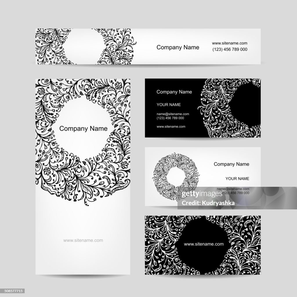 Business cards collection, floral design