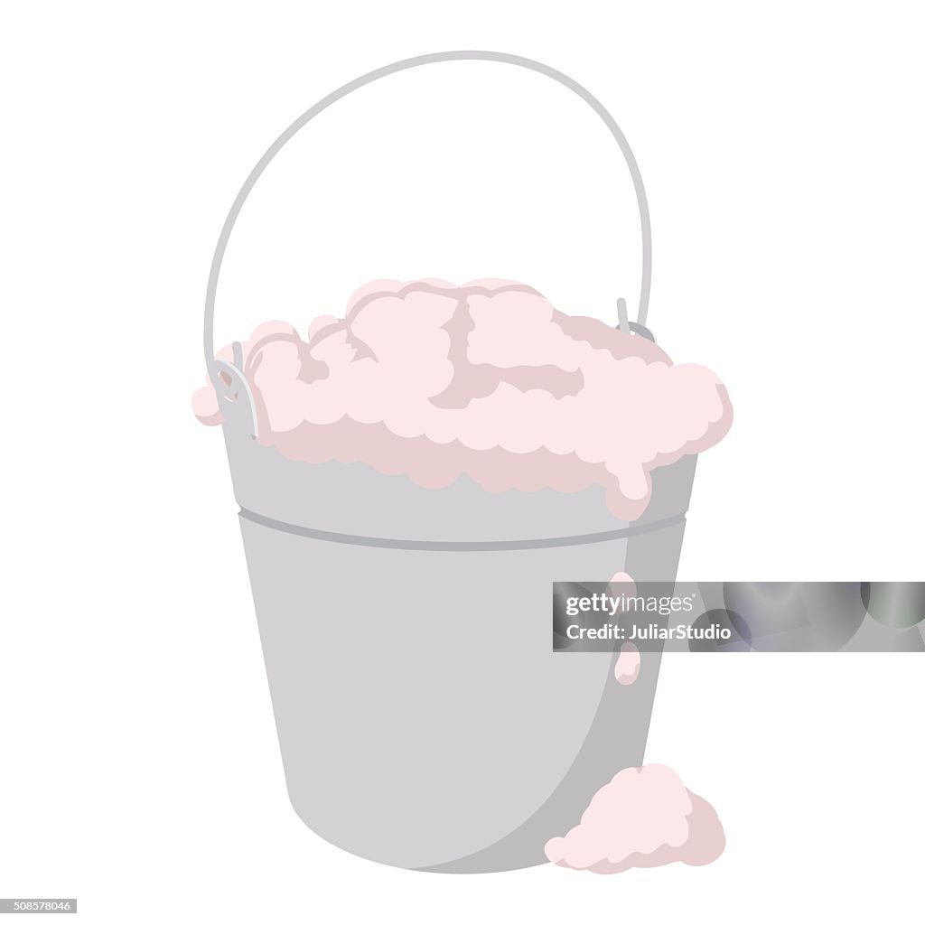 Bucket with foamy water cartoon icon