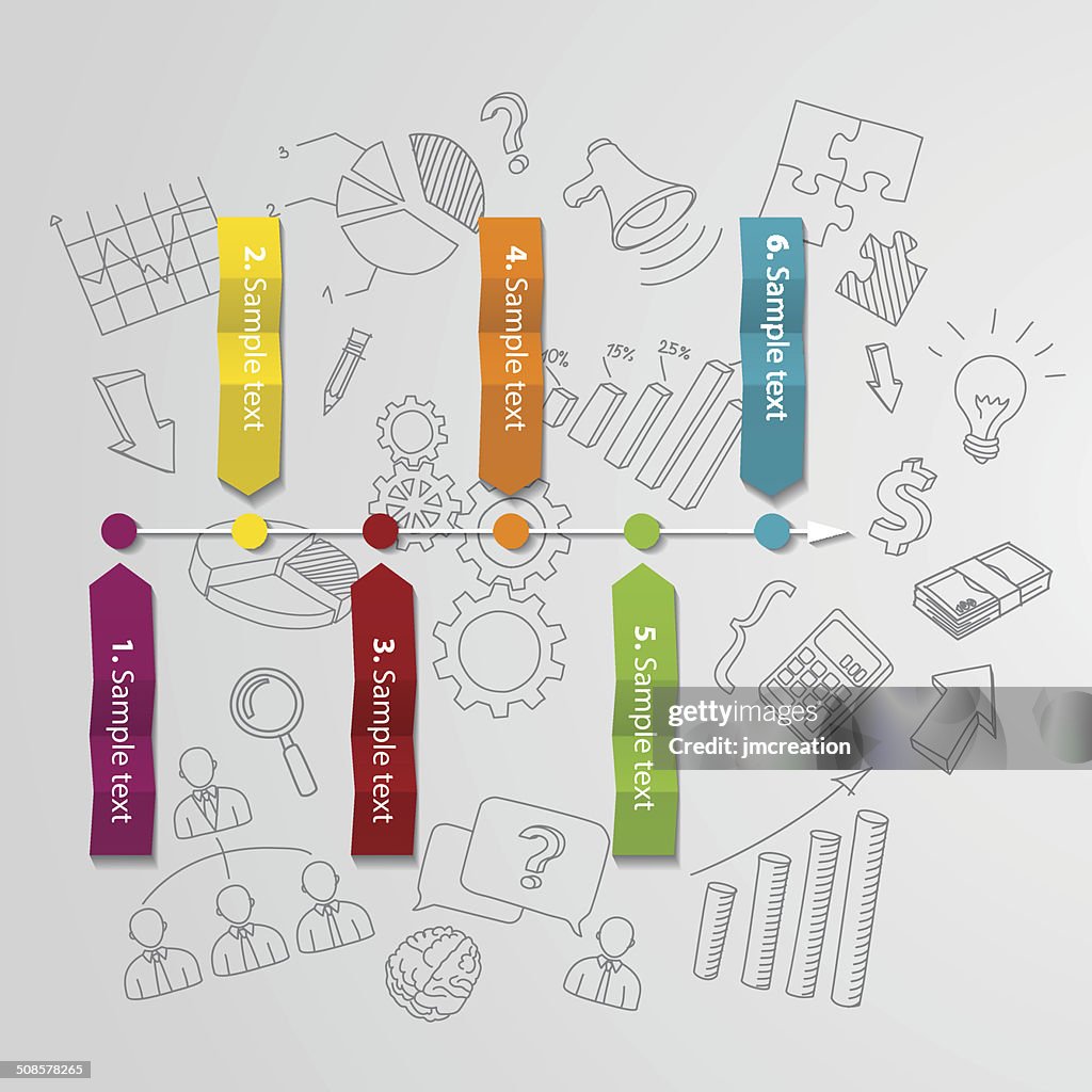 Infografica concetto di Marketing e disegnati a mano e schizzi di affari