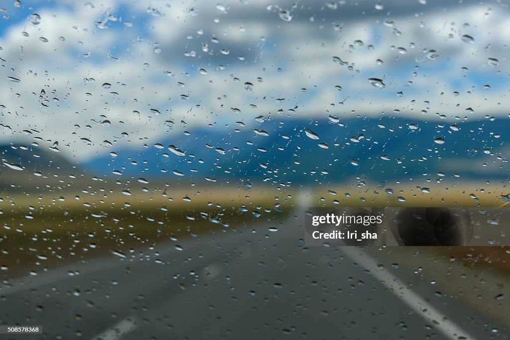 Water drops window rain car