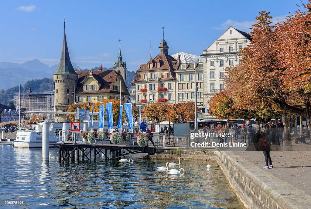 Pier on the Schweizerhofquai quay in Lucerne