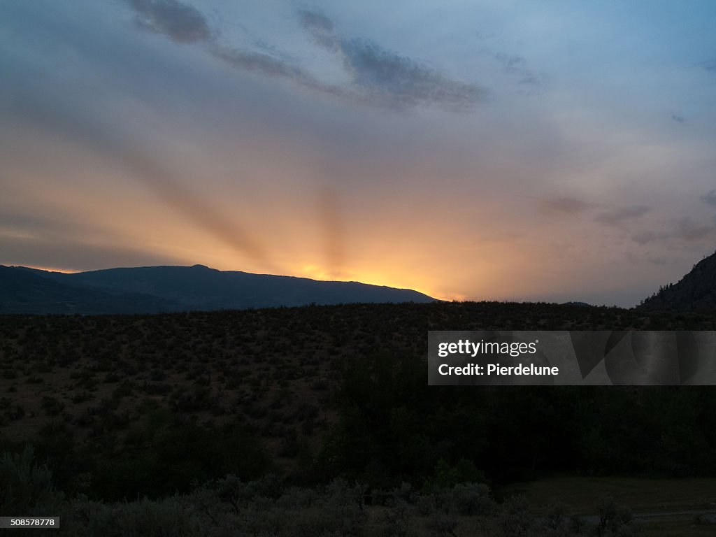 Okanagan valley at sunset