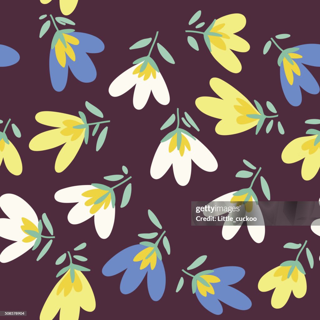 Flower pattern. Spring vector hand-drawn doodle