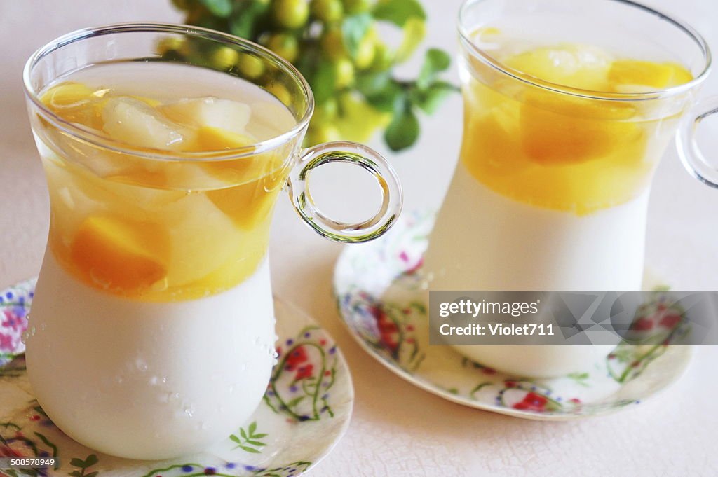Panna Cotta with fruit jelly.