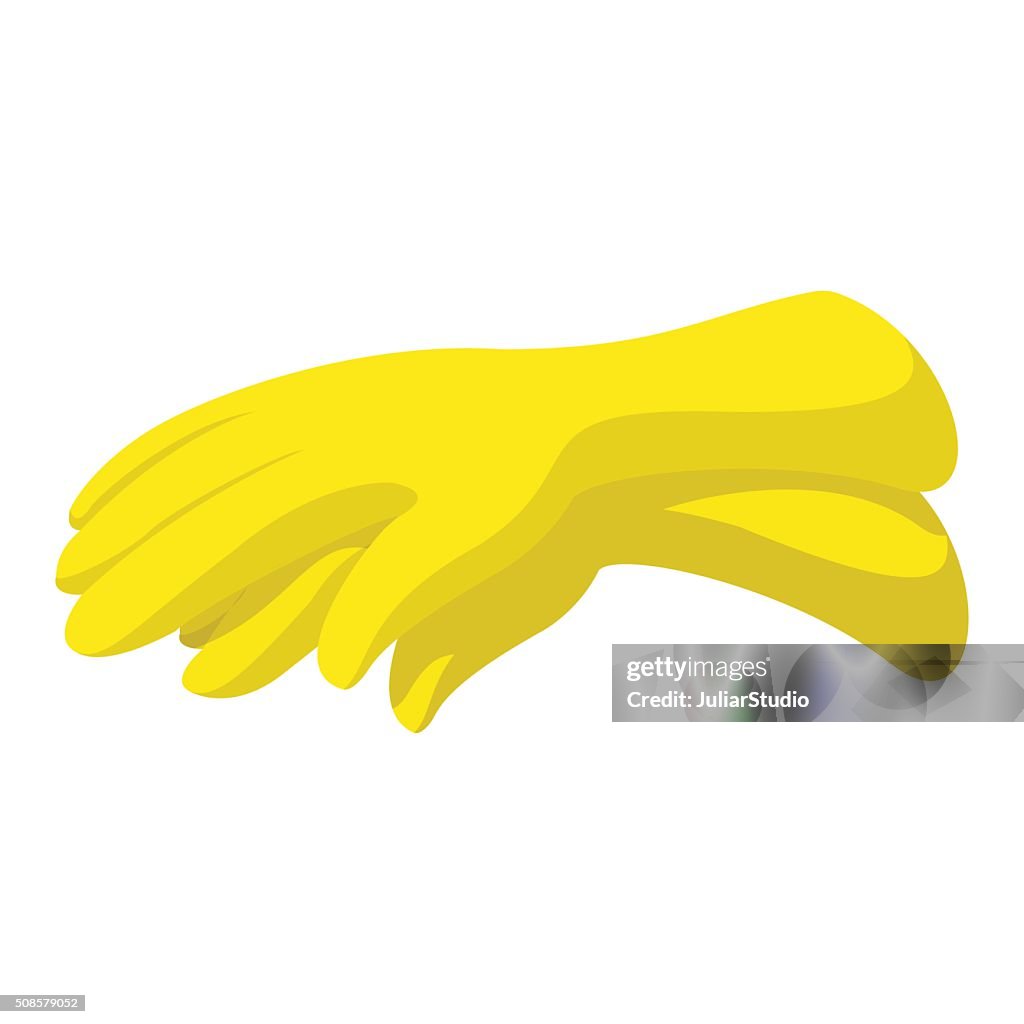 Icône de dessin animé de gants en caoutchouc jaune