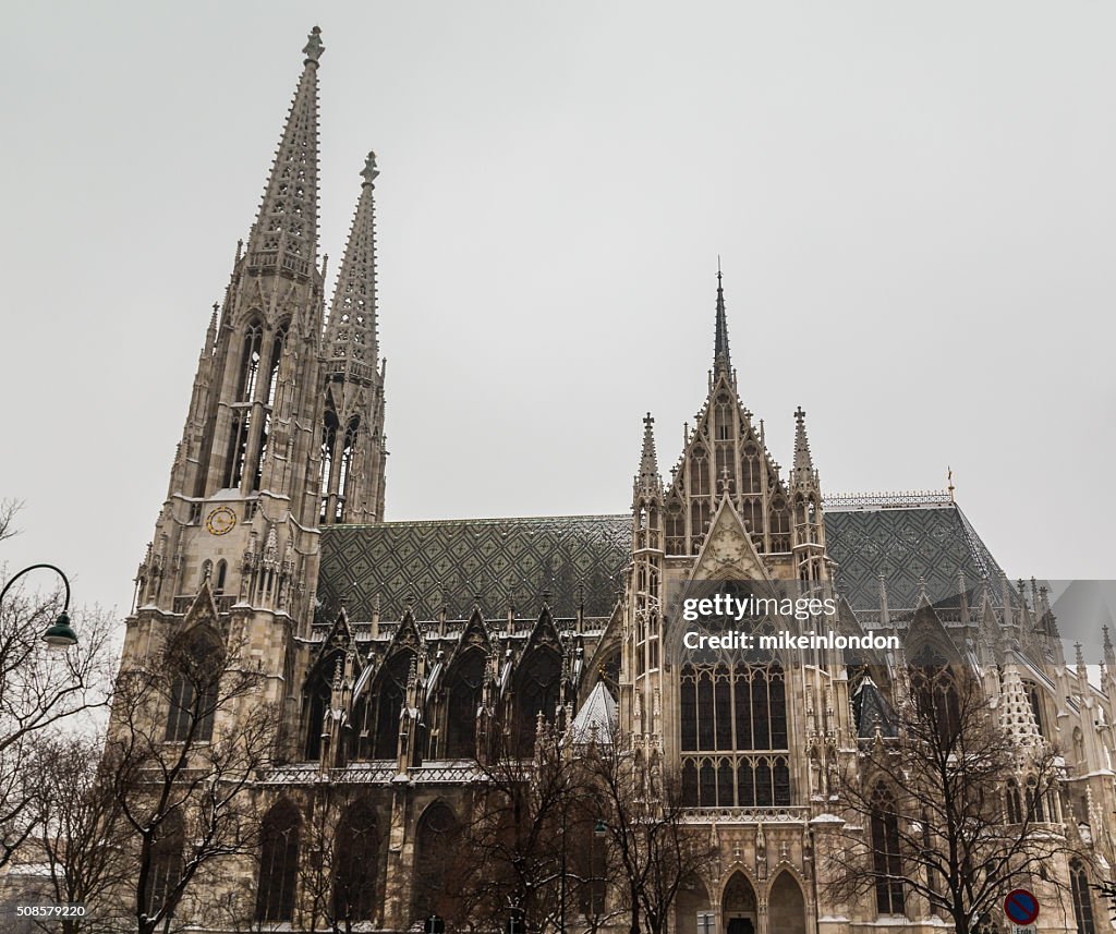 Votice Church in Vienna in the Winter with Snow