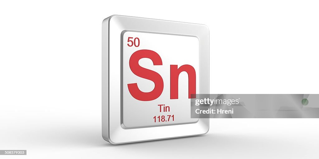 Sn symbol 50 material for Tin chemical element