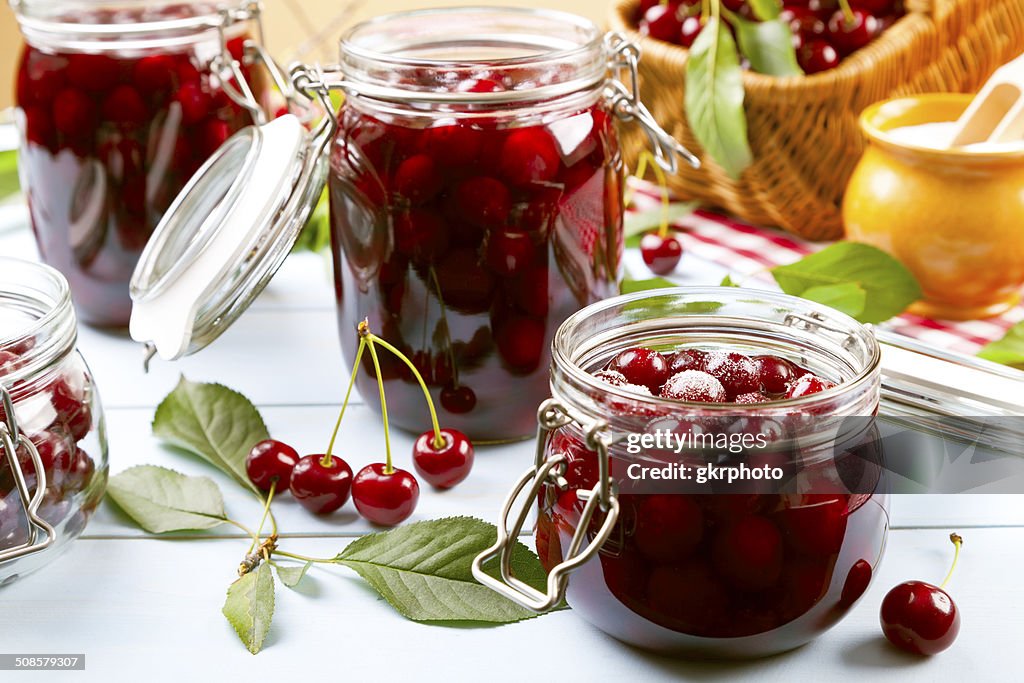 Homemade cherry compote