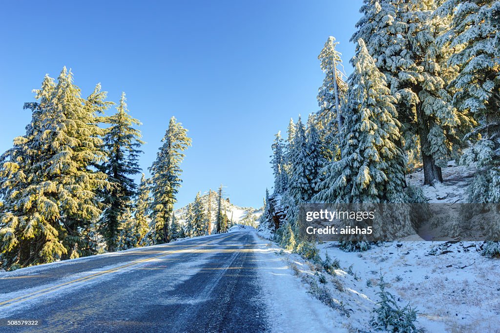 Snowy winter road