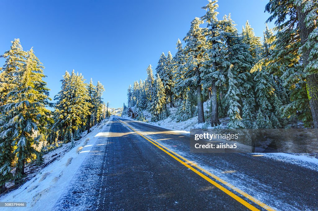 Snowy winter road