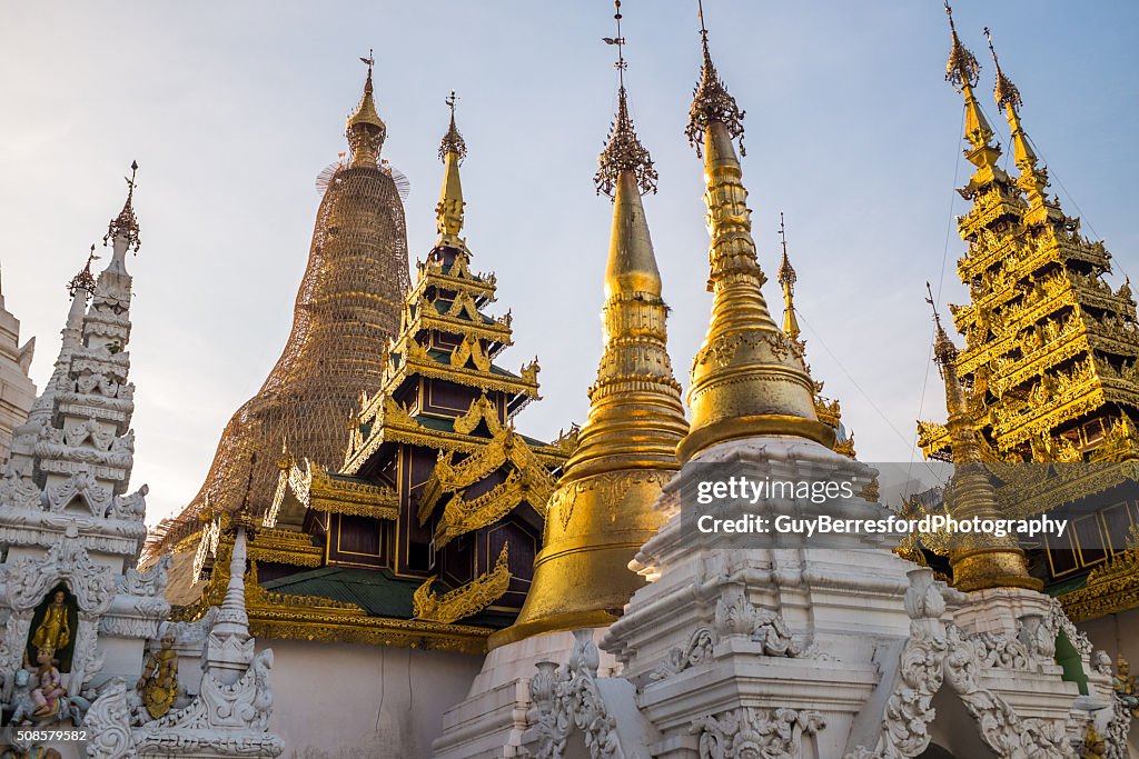 Golden spires of the Shwedagon Pagoda