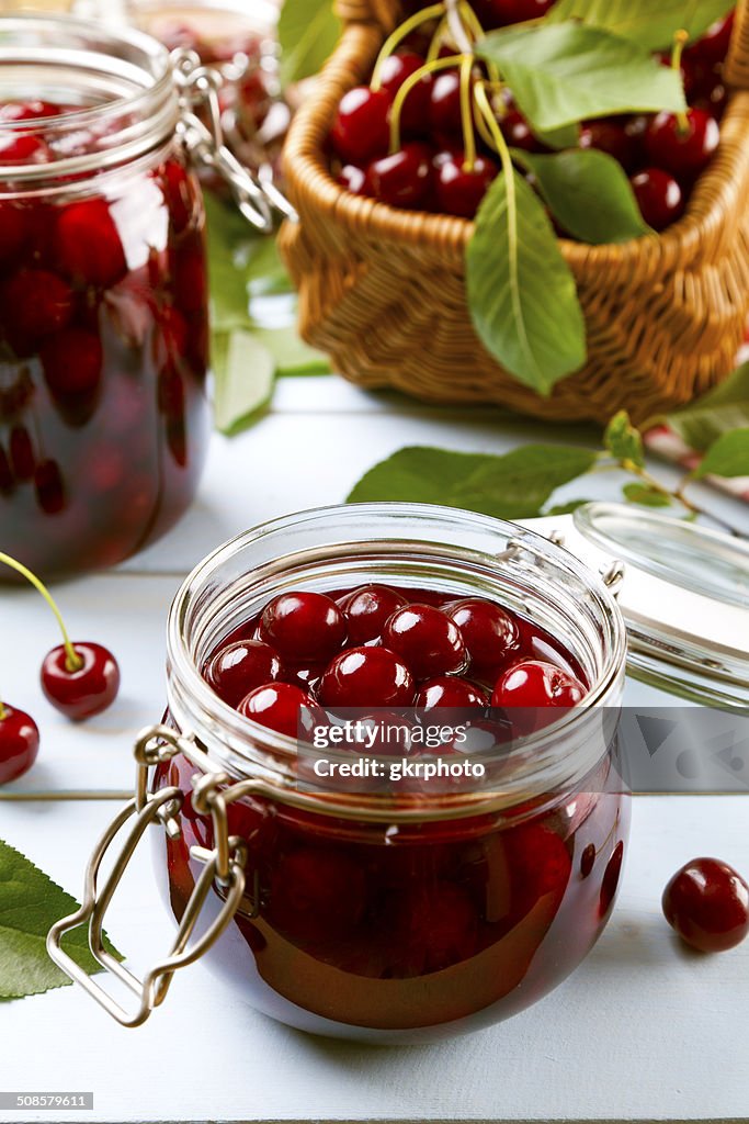 Homemade cherry compote