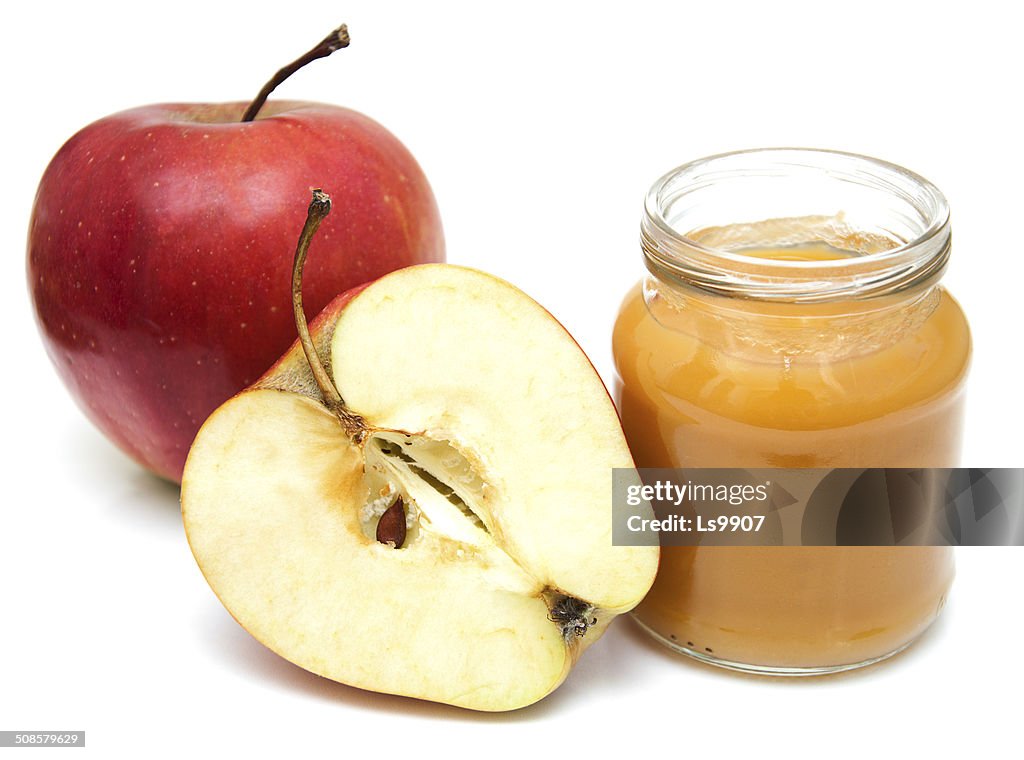 Apples puree in jar