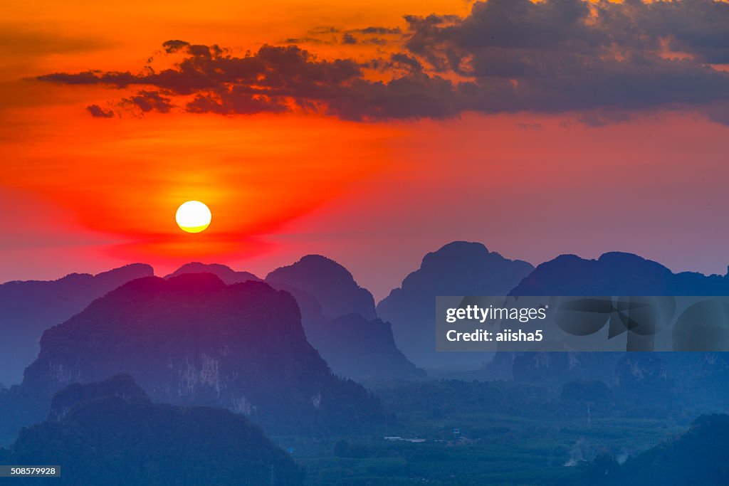 Sunset in Krabi mountains