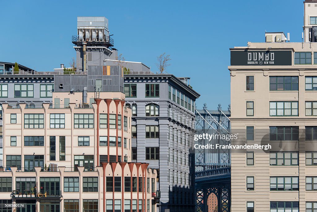Dumbo in Brooklyn mit Abschnitt auf die Manhattan Brücke