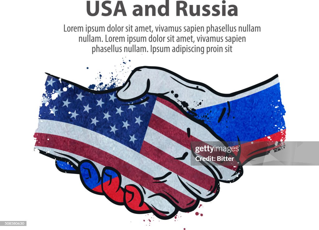 Handshake. United States and Russia. vector illustration