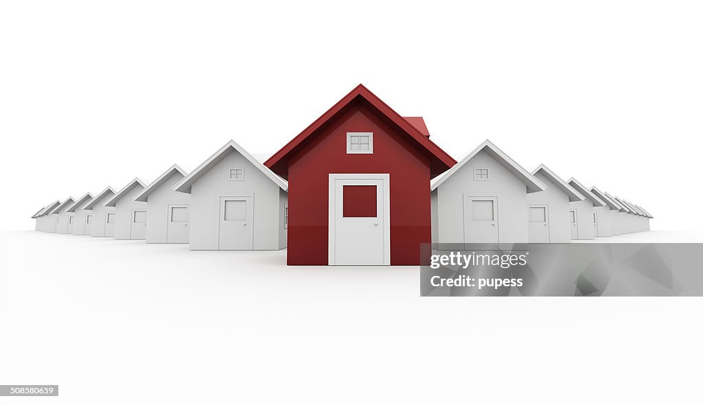 Red house leader icon concept isolated on white