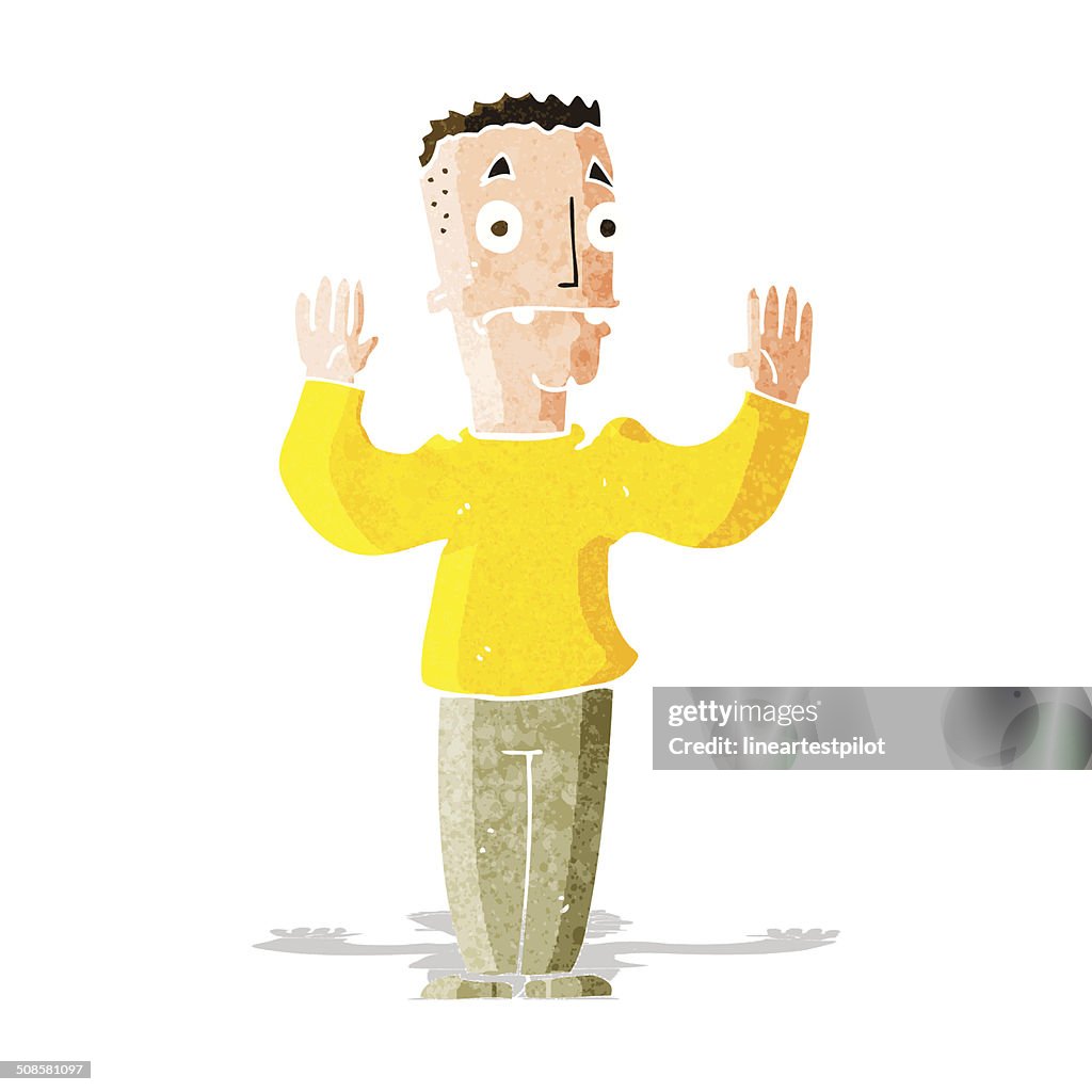 Cartoon man surrendering