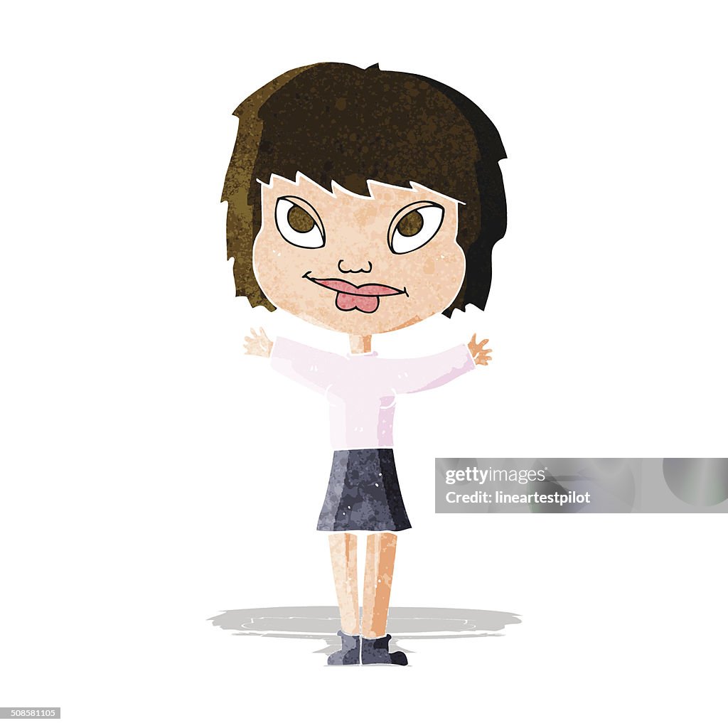 Cartoon woman waving arms