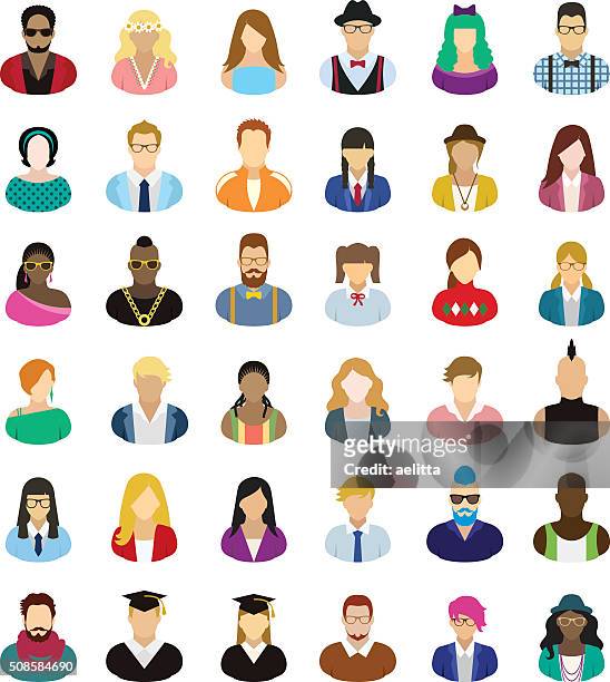 young people – icon set - punk person stock illustrations