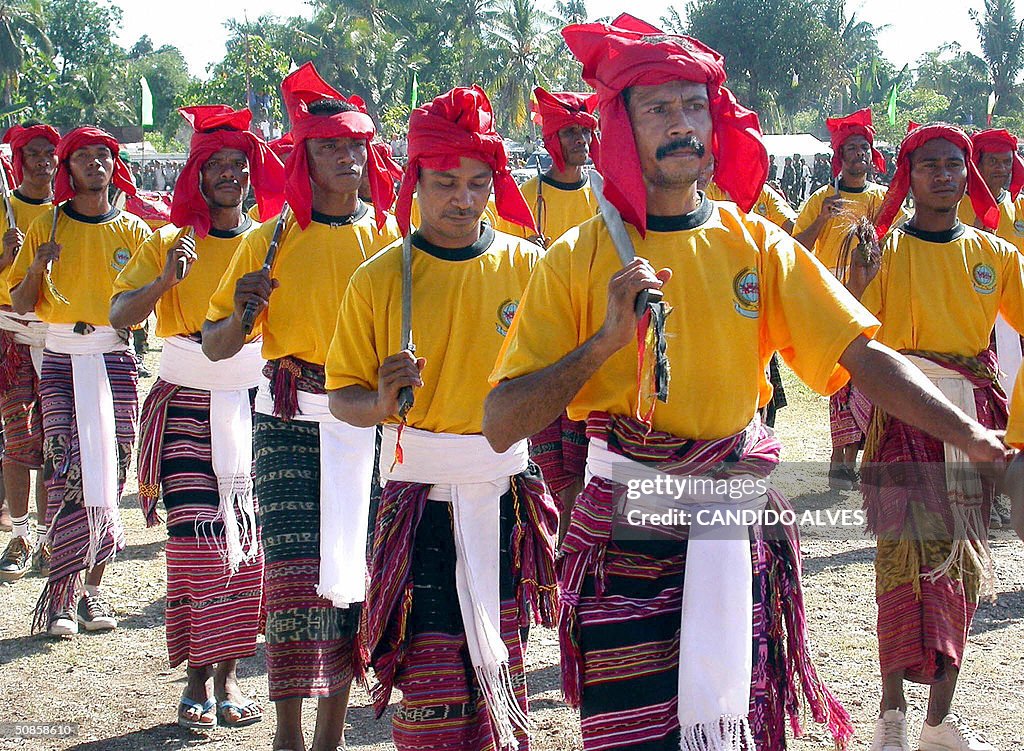 Traditional dressed East Timorese people