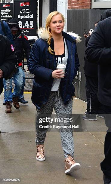 Actress Amy Schumer, Ben Hanisch are seen on set of "Inside Amy Schumer" on February 5, 2016 in New York City.