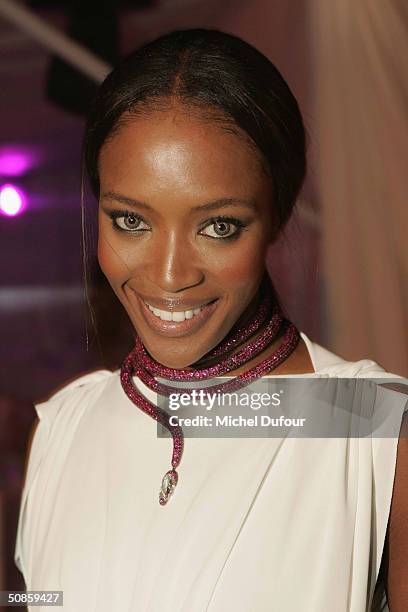 Naomi Campbell attends De Grisogono Party at the VIP Club, Palm Beach at the 57th International Cannes Film Festival on May 18, 2004 in Cannes,...