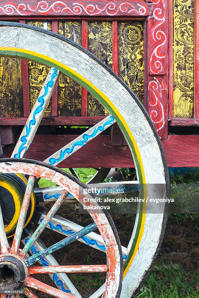 Wheel Of Gypsy Caravan Outdoors