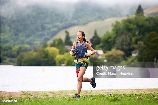 Ruby Muir of New Zealand competes during the Tarawera Ultramarathon on February 6, 2016 in Rotorua, New Zealand.
