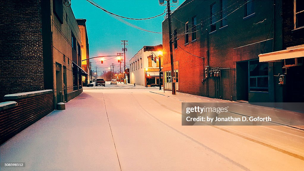City Snow Covered Street