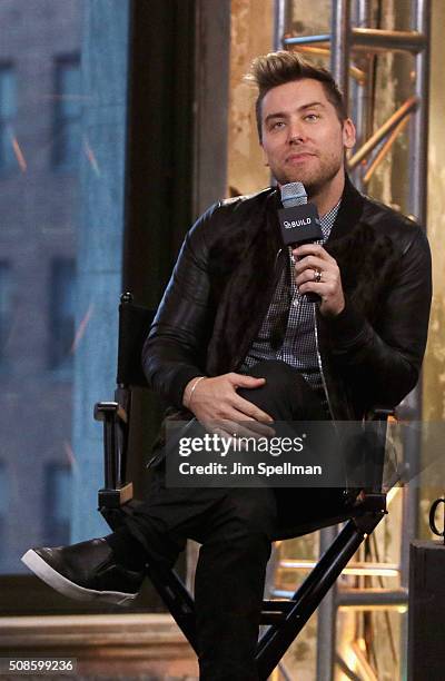 Personality/singer Lance Bass attends the AOL Build Speaker Series - Lance Bass, "Dirty Pop with Lance Bass" at AOL Studios In New York on February...