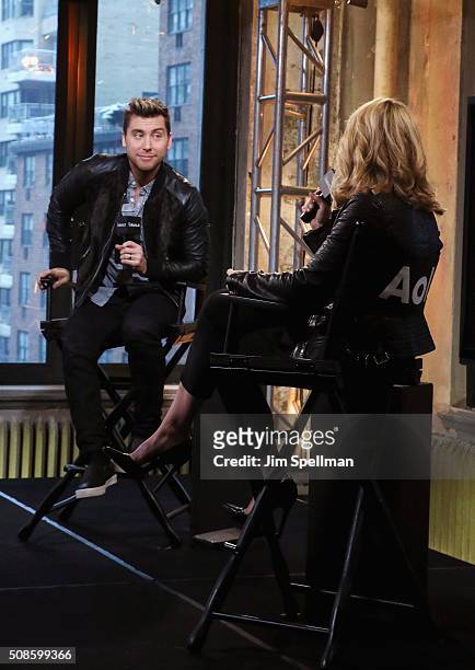 Personality/singer Lance Bass attends the AOL Build Speaker Series - Lance Bass, "Dirty Pop with Lance Bass" at AOL Studios In New York on February...