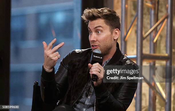 Personality/singer Lance Bass attends the AOL Build Speaker Series - Lance Bass, "Dirty Pop with Lance Bass" at AOL Studios In New York on February...