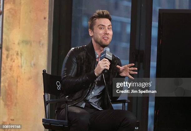 Personality/singer Lance Bass attends the AOL Build Speaker Series - Lance Bass, "Dirty Pop with Lance Bass" at AOL Studios In New York on February...