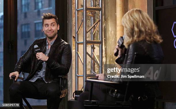 Personality/singer Lance Bass attends the AOL Build Speaker Series - Lance Bass, "Dirty Pop with Lance Bass" at AOL Studios In New York on February...