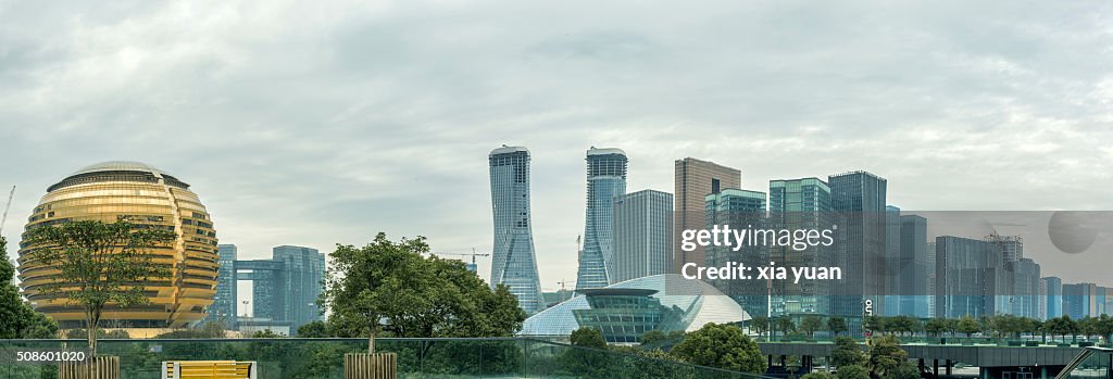 Cityscape of Hangzhou′s newly developed Qianjiang New Town business district