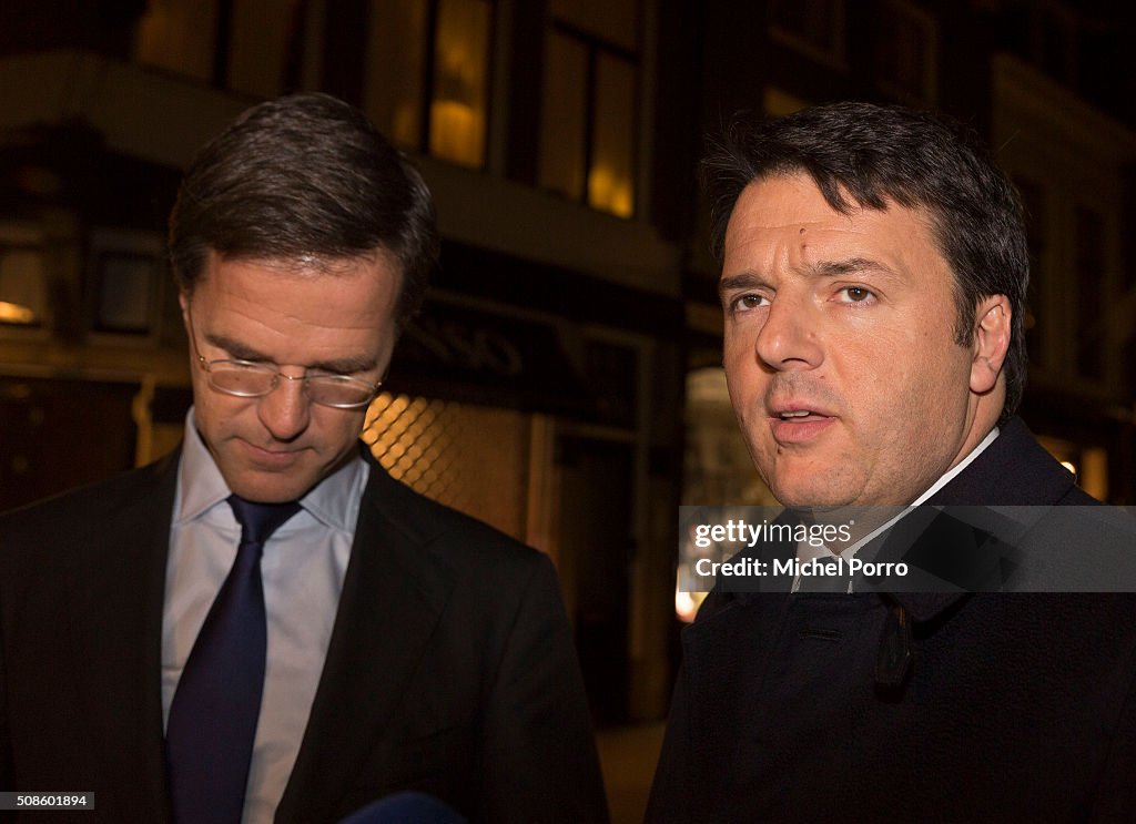 Dutch Prime Minister Mark Rutte Meets Italian Prime Minister Matteo Renzi