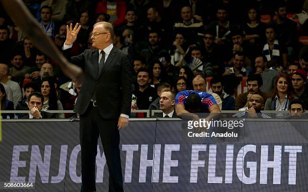 Head coach of Anadolu Efes Dusan Ivkovic reacts during the Turkish Airlines Euroleague Basketball Top 16 Round 6 game between Anadolu Efes and...