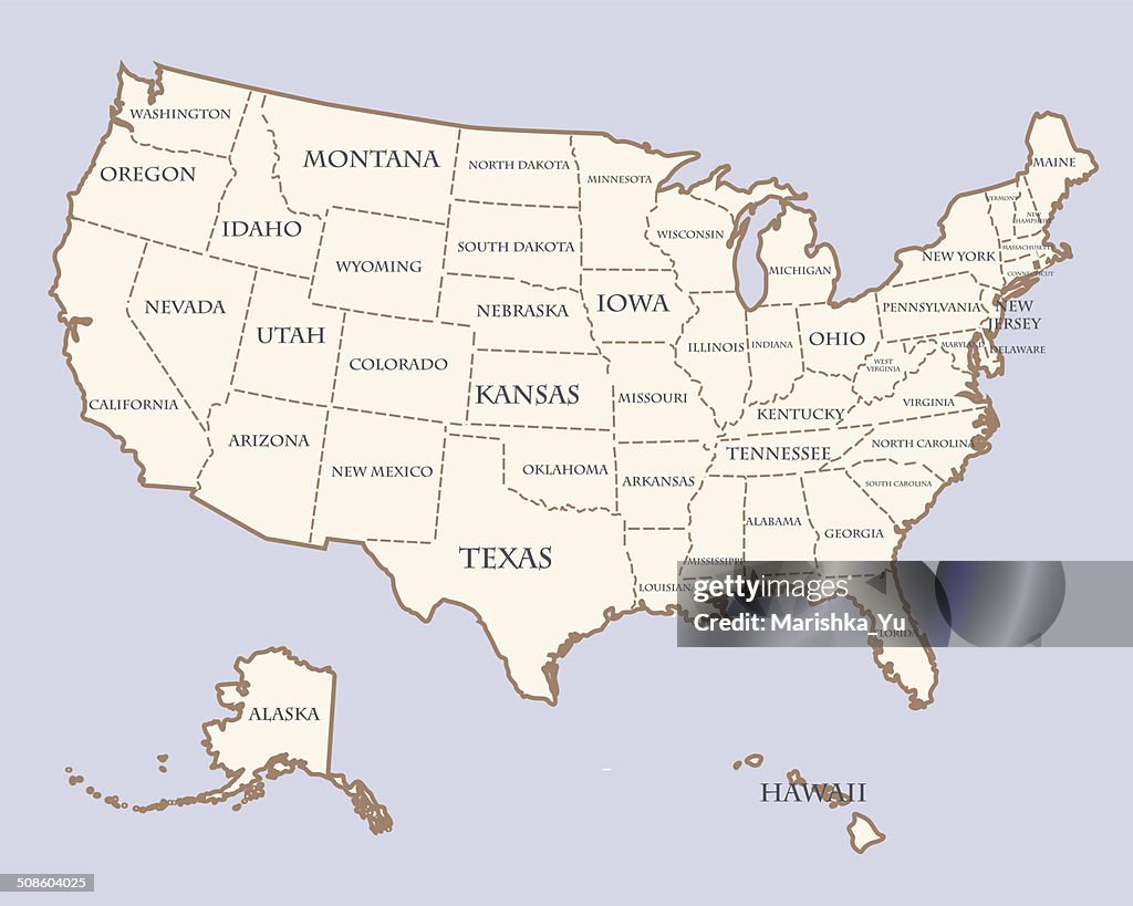 Usa map with states names