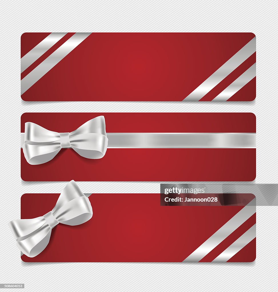 Card note with ribbons. Vector illustration.