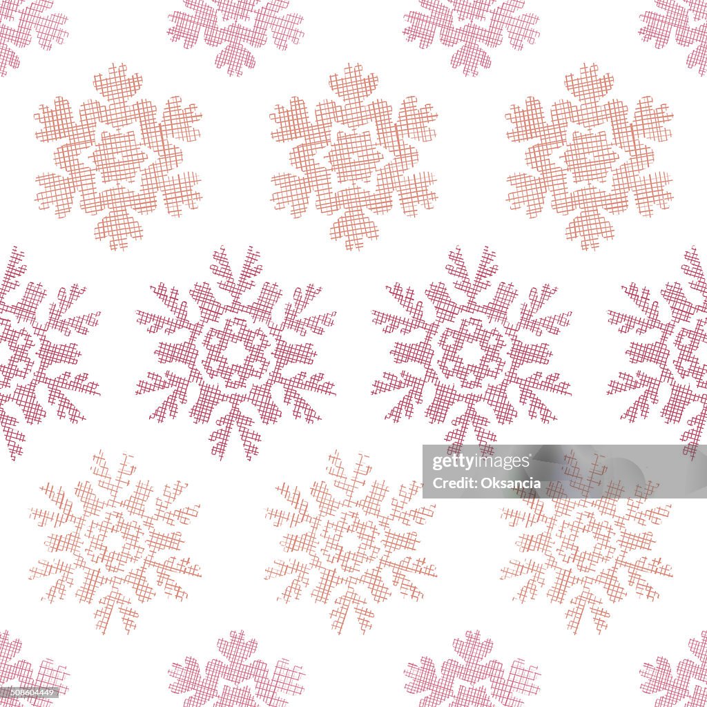 Red Christmas Snowflakes Geometric Textile Texture Seamless Pattern Background