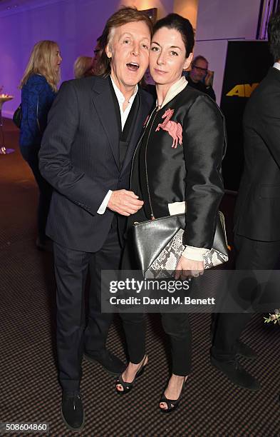 Sir Paul McCartney and Mary McCartney attend a cast and crew screening of "This Beautiful Fantastic" at BAFTA on February 5, 2016 in London, England.