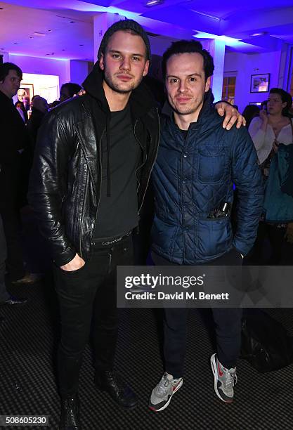 Jeremy Irvine and Andrew Scott attend a cast and crew screening of "This Beautiful Fantastic" at BAFTA on February 5, 2016 in London, England.