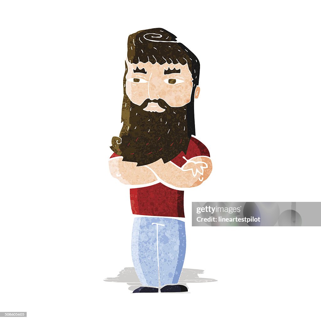 Cartoon serious man with beard