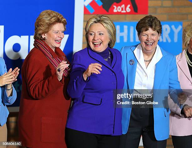 Hillary Clinton campaigned at the Manchester Canvass Kick-Off with Women Leaders at the YMCA in Manchester, N.H., Feb. 5, 2016. Clinton danced to the...